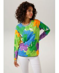 Aniston CASUAL - Sweatshirt mit großflächigen üten und Blättern bedruckt - Lyst