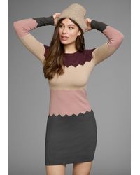Laura Scott - Strickkleid kurzes Kleid, figurbetont, aus Strickstoff, langärmlig - Lyst