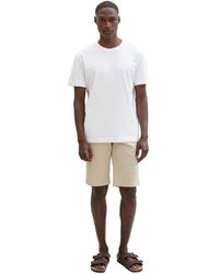 Tom Tailor - Stoffhose slim printed chino shorts, beige structure print - Lyst