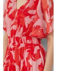 S.oliver - Maxikleid aus Chiffon mit gesmokter Taille Smok-Detail - Lyst