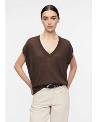 Comma, - Kurzarmpullover Strickpullover Leichter Pullunder Aus Leinenmix - Lyst