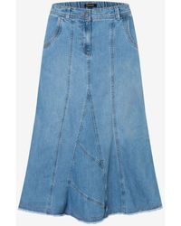 MORE&MORE - &MORE Sommerrock Godet Skirt, middle blue denim - Lyst