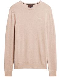 Superdry - Sweater Pullover ESSENTIAL SLIM FIT CREW JUMPER Birch Brown - Lyst