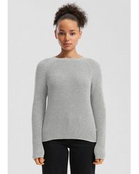 QS - Longpullover Strickpullover Melierter Strickpullover Mit Raglanärmeln - Lyst