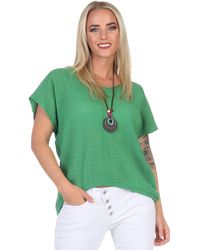 Mississhop - Kurzarmshirt Modebewusst & Komfortabel: 100 % Baumwoll-Shirt mit Kette M. 386 - Lyst