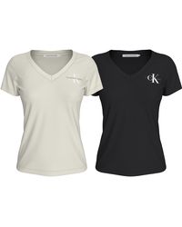 Calvin Klein - T-Shirt 2- MONOLOGO V-NECK TEE (Packung, 2er-Pack) mit Logomarkenlabel - Lyst