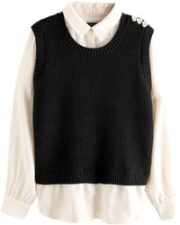 Next - 2-in-- Pullover mit Blusendetail und Schmuckstein (1-tlg) - Lyst
