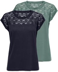 ONLY - Kurzarmshirt ONLNICOLE LIFE /S MIX TOP CS JRS (Packung, 2-tlg., 2er-Pack) - Lyst