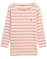 Tom Tailor - T-Shirt Gestreiftes Herz-Logo auf der Brust Langarmshirt mit Streifenmuster - Lyst