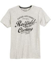 Redfield - Rundhalsshirt T-Shirt Übergröße offwhite melange Logoprint - Lyst