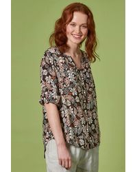 Himalaya Clothing - Langarmbluse Edle Langarm Bluse aus weich fallender Viskose mit krempelbaren Ärmeln Bluse - Lyst