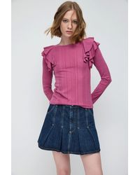 No Matter What - Blusentop Gerüschte Ärmelbluse aus türkischem Stoff - Lyst