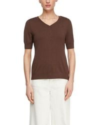 Comma, - Strickpullover Halbarm-Pullover Mit V-Ausschnitt Und Bindung Im Nacken - Lyst
