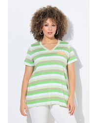 Ulla Popken - T-Shirt Ringelshirt Sonne A-Linie V-Ausschnitt Halbarm - Lyst