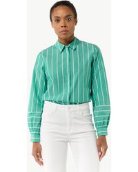 comma casual identity - Langarmbluse Gestreifte Hemdbluse mit Manschetten und Teilungsnaht Stickerei - Lyst