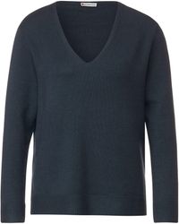 Street One - V-Ausschnitt-Pullover aus softem Materialmix - Lyst