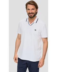 S.oliver - Kurzarmshirt Poloshirt aus Baumwollmix mit Logo-Detail Rippblende - Lyst