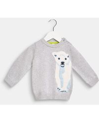 Esprit Pullover mit flauschigem Eisbären-Motiv - Weiß