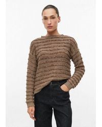 S.oliver - Longpullover Strickpullover Leicht Transparenter Pullover Mit Ajourmuster Und Pailletten - Lyst
