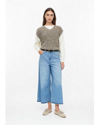 S.oliver - Weite Jeans Jeans-Hose Culotte High Rise Wide Fit Mit Nietengürtel - Lyst