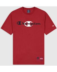 Champion - Kurzarmshirt Crewneck T-Shirt HTR/NNY - Lyst