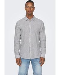 Only & Sons - Kurzarmhemd ONSCAIDEN LS STRIPE LINEN SHIRT 660 NOOS - Lyst