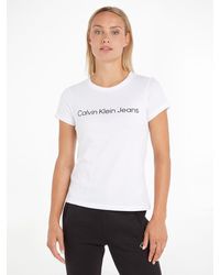 Calvin Klein - T-Shirt "CORE INSTIT LOGO SLIM FIT TEE", mit CK-Logoschriftzug - Lyst