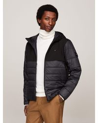 Tommy Hilfiger Mixed Media Hooded Zip Through Pullover in Grau fur Herren Lyst DE