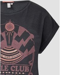 QS - Kurzarmshirt Gewaschenes T-Shirt mit Frontprint - Lyst