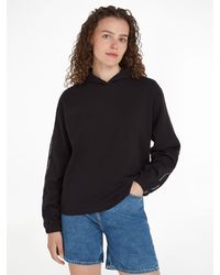 Calvin Klein - Kapuzensweatshirt LOGO ELASTIC HOODIE mit Logoschriftzug - Lyst