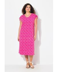 Ulla Popken - Maxikleid gemustert A-Linie V-Ausschnitt ärmellos - Lyst