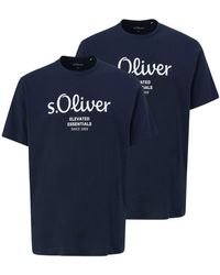 S.oliver - T-Shirt (2-tlg) mit Rundhals-Ausschnitt, kurzarm, Logo-Aufdruck im 2er Pack - Lyst