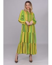YC Fashion & Style - Sommerkleid in Neon-Grün mit Streifenmuster aus 100 % Viskose Alloverdruck - Lyst