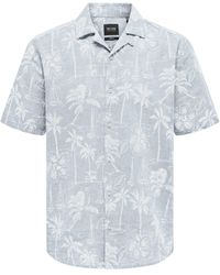 Only & Sons - Kurzarmhemd Tropisches Hemd mit Sommer Design Bequemes Casual Shirt 7402 in Blau-3 - Lyst