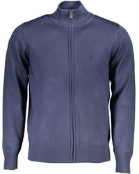 U.S. Grand Polo - Strickpullover Eleganter -Cardigan: Blaue Strickjacke mit Kontrastdetails - Lyst