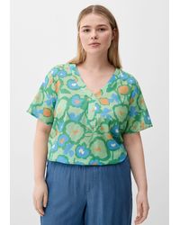 TRIANGL - Kurzarmshirt T-Shirt mit floralem Muster Artwork, Kontrast-Details - Lyst