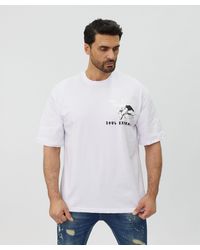 DENIM HOUSE - Ässiges Oversized T-Shirt mit besonderem Digitalprint Weiß L - Lyst