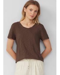 S.oliver - Kurzarmshirt T-Shirt mit Flammgarnstruktur und Ausschnitt-Detail - Lyst