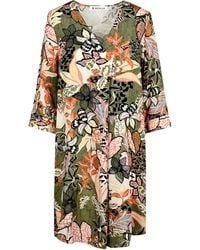 Bicalla - Midikleid Kleid mit Blumen-Print in Oliv-Rosé (1-tlg) - Lyst