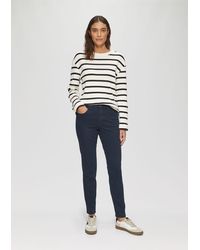 S.oliver - Stoffhose Gewaschene Hose im Slim Fit aus Baumwollsatin Ziernaht - Lyst