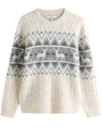 Next - Norwegerpullover Regular Fit Pullover Mit Fairisle-Muster + Hirsch (1-Tlg) - Lyst
