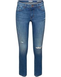 Edc By Esprit - Skinny-fit- Verkürzte, schmal geschnittene Jeans in Used-Optik - Lyst