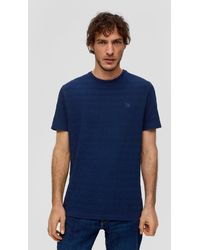 S.oliver - Kurzarmshirt T-Shirt aus Baumwolle Streifen-Detail, Label-Patch - Lyst