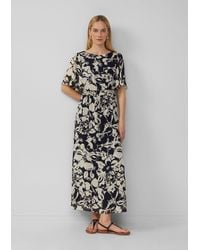 S.oliver - Maxikleid aus Chiffon mit Print Smok-Detail - Lyst