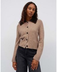 Opus - Strickjacke Dofur Aus Weichem Strick Verkürzte Länge Mit Geradem Schnitt Und Wandelbarem Kragen - Lyst