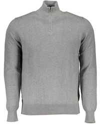 North Sails - Strickpullover Grauer pullover mit Stickerei & Halbreißverschluss aus Recyclin - Lyst