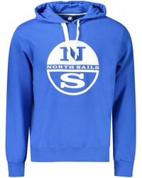 North Sails - Sweatshirt -Kapuzensweatshirt Blau mit Print und Logo - Lyst