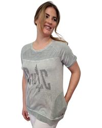 Gio Milano - T-Shirt im Wash-Out-Effect mit Strassbesatz - Lyst