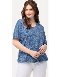 Ulla Popken - T-Shirt Gummisaum V-Ausschnitt Halbarm - Lyst