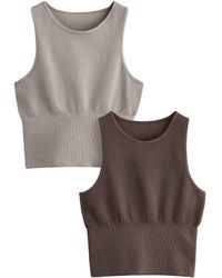 The Set - Shirttop 2er-Pack nahtlose, gerippte Trägertops (2-tlg) - Lyst